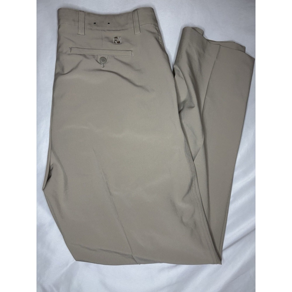 FJ FootJoy Performance Khaki Chino Golf‎ Pants Stretch Men's 36x32 Pleated